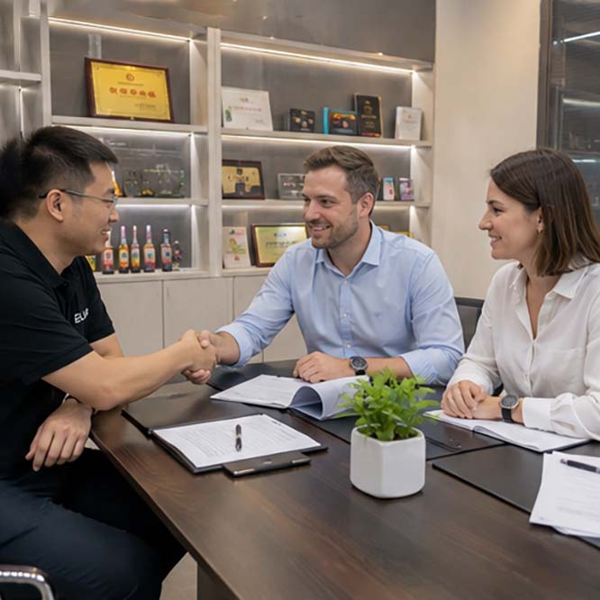 ELVIA business meeting with international customers