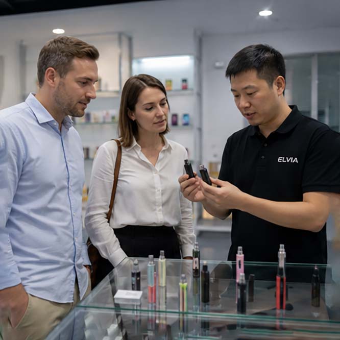 ELVIA team presenting vape products to customers