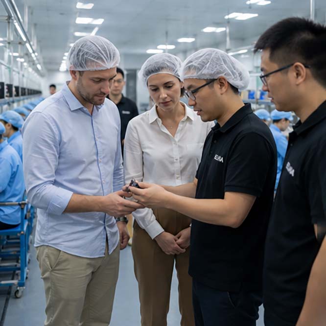 ELVIA team discussing vape products with customers